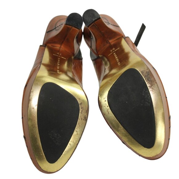 Barbara Bui Parisian Runway Leather Slingback Platform Heel Contrast Stitching - Picture 8 of 9